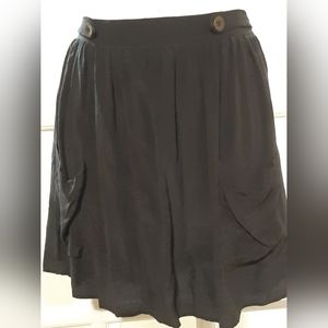 3/$25 Aqua Black 100% Silk Skirt womens size medium quiet luxury casual dressy